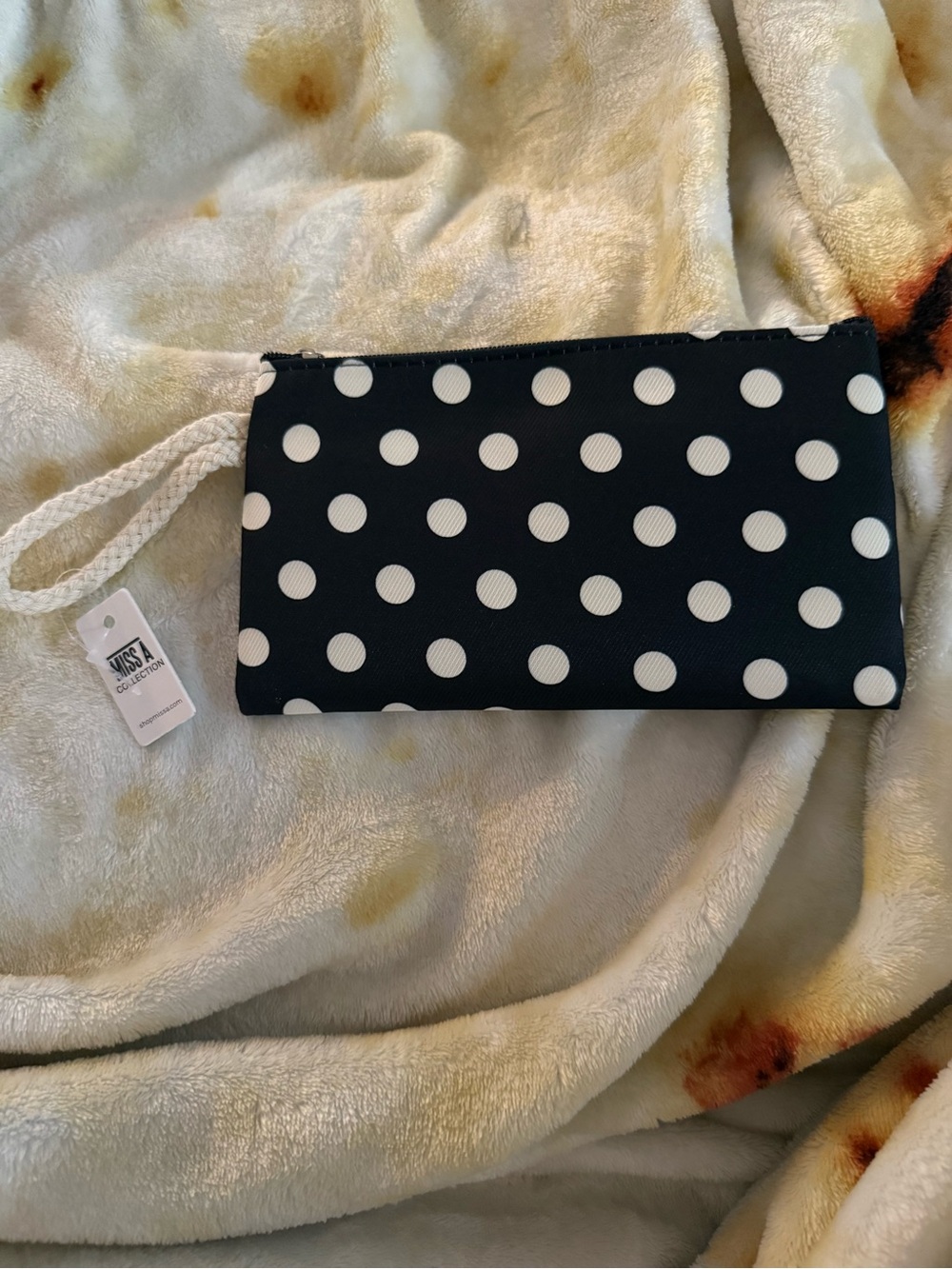 MISHA COLLECTION Black and White Polka Dot Wristlet Wallet